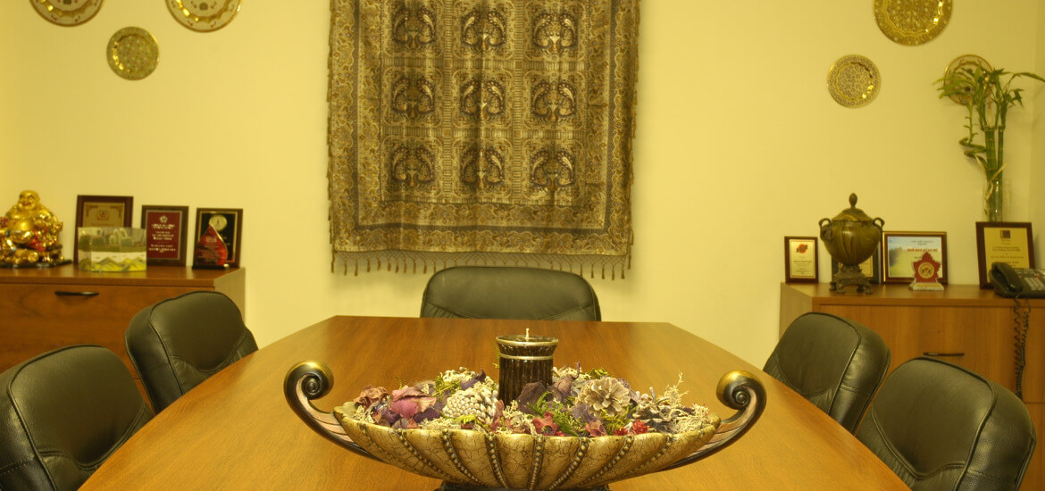 Conference Room With Tapestry Hanging On The Wall